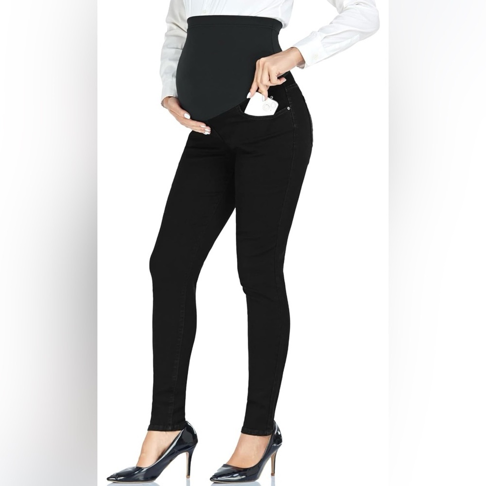 PACBREEZE Women's Maternity Jeans High Waist Denim Skinny Pants with Pockets